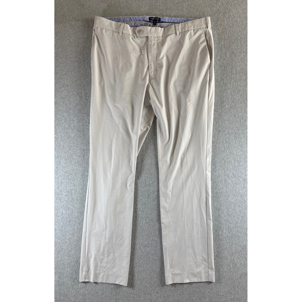 Peter Millar Crown Crafted Pants Mens 38x32 Stone Beige Flat Front MS23XB00FB